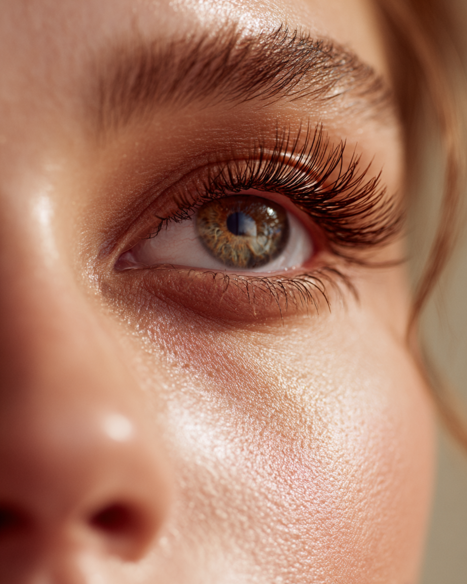 Närbild på ögonfransförlängning med mjuk premiumkänsla